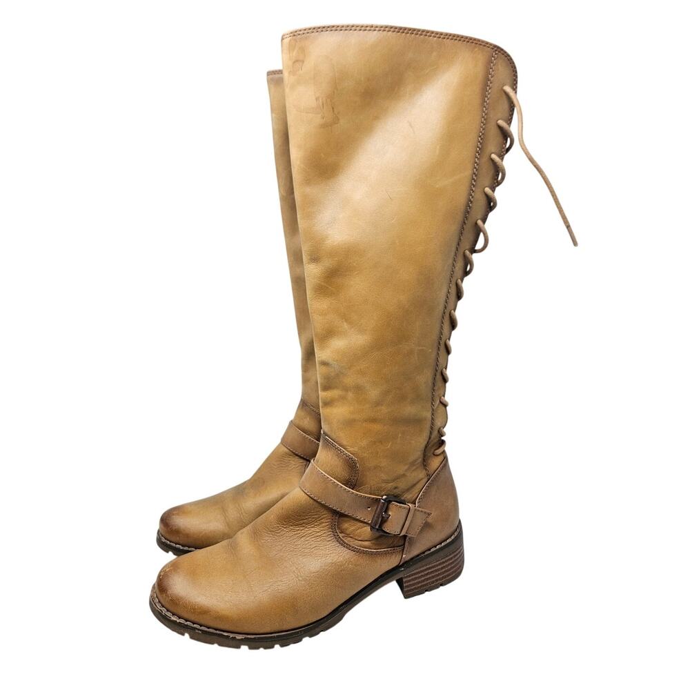 Sofft 8.5 Brown Leather Lace Up Boot Sharnell II Boho Whimsygoth Comfort Knee